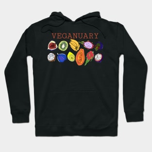 VEGANUARY, fruit rainbow funny quotes Hoodie